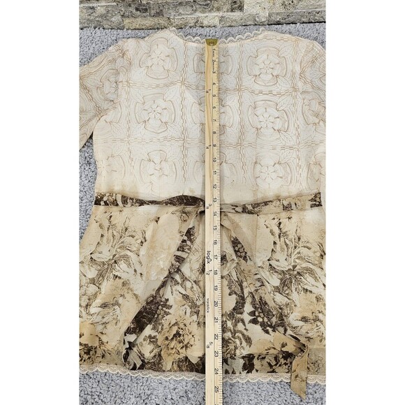 VTG 90s Tunic Top Women S Muted Beige Ombre Floral V-Neck Ethereal Whimsy Fairy - Picture 8 of 9